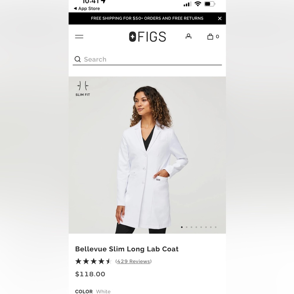 Figs Bellevue Slim Long Lab coat
